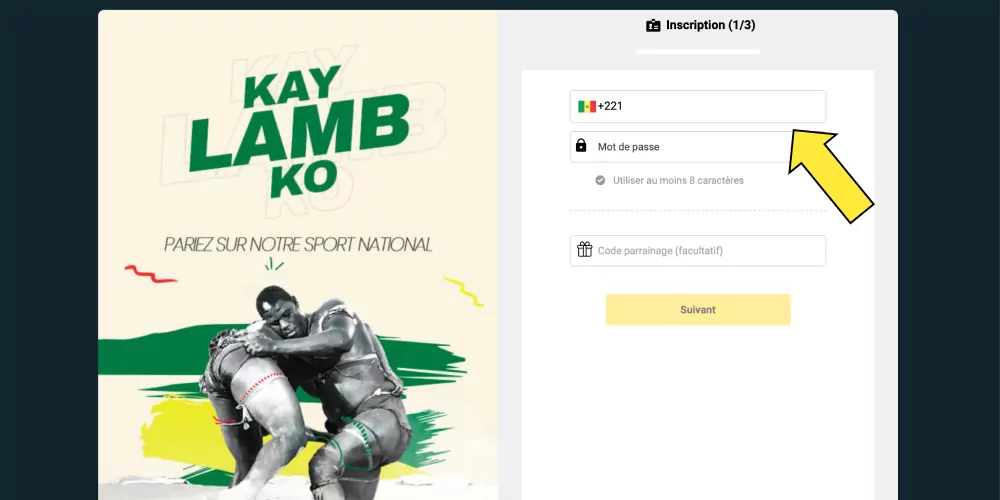 &eacute;tape 1 saisir le num&eacute;ro de t&eacute;l&eacute;phone et le mot de passe