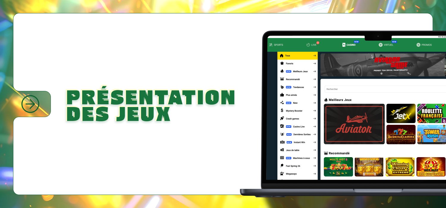 Aperçu des jeux disponibles sur la plateforme de casino