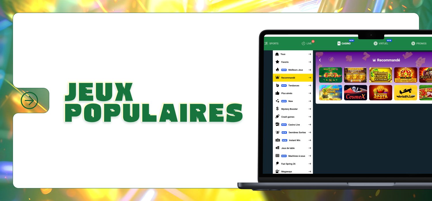 Jeux populaires sur le casino Sunubet