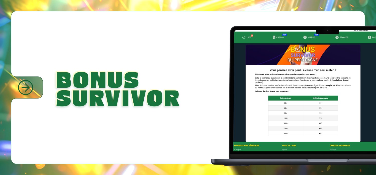 bonus « Survivor » sur la plateforme de casino